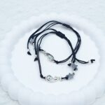 Βραχιόλι με μαύρο κορδόνι και ασημί στοιχείο μάτι - CC259-0