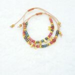 Βραχιόλι χρυσό μοτίφ, λευκή χάντρα - CC265-0 - Image 3