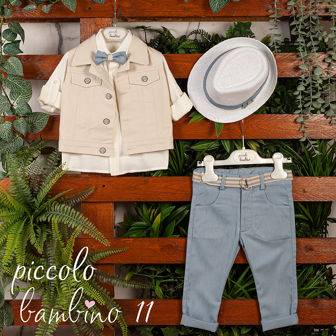 Κομψό Βαπτιστικό Σετ "Piccolo Bambino εκρού με σιελ11"962 Κομψό Βαπτιστικό Σετ "Piccolo Bambino εκρού με σιελ11"962 - Image 1