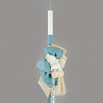 "Βαπτιστική Λαμπάδα με Γαλάζιες Λεπτομέρειες & Ξύλινο Ελεφαντάκι" nova0589