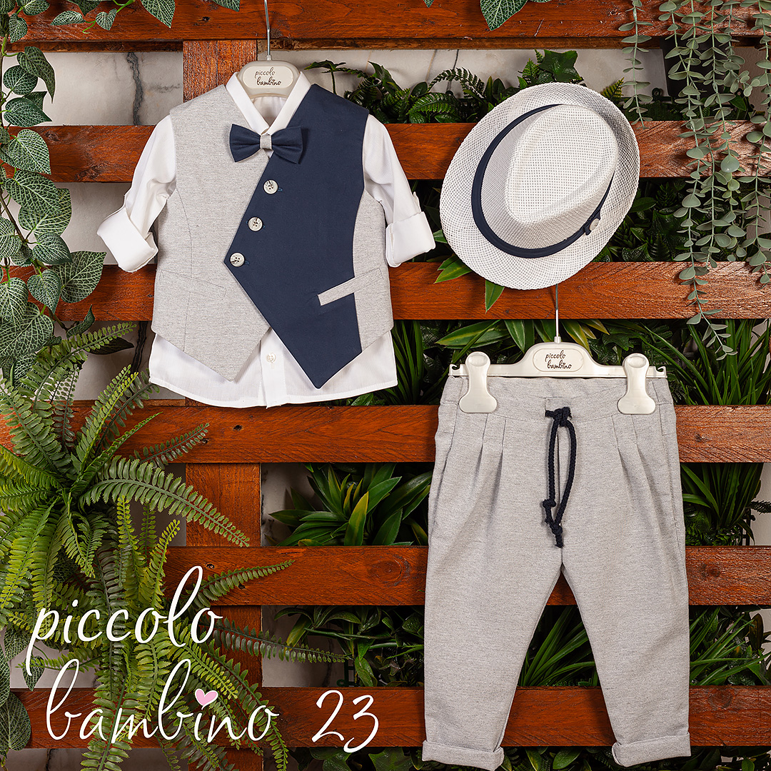 23 Βαπτιστικό Σετ "Piccolo Bambino 23" – Μοντέρνος Σχεδιασμός με Κομψές Λεπτομέρειες μπλε-γκρι 961 - Image 1