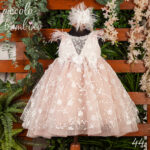 Ρομαντικό Βαπτιστικό 44 Φόρεμα σε Σάπιο Μήλο με Δαντελένιες Λεπτομέρειες903