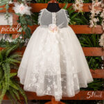 Ρομαντικό Βαπτιστικό Φόρεμα 51 με Ανάγλυφα Λουλούδια και Διάφανη Δαντέλα917 - Image 3