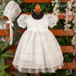 Κλασικό Βαπτιστικό Φόρεμα 58 από Δαντέλα με Σατέν Φιόγκο και Κουκούλα916