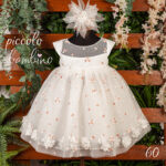 Ρομαντικό Βαπτιστικό Φόρεμα 60 με Λουλουδένιες Λεπτομέρειες911