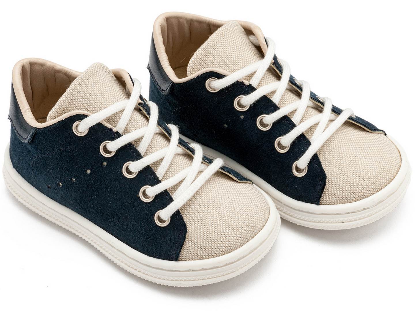 BS3088-BLUE-BEIGE1-BABYWALKER Βαπτιστικό παπούτσι Babywalker για αγόρι BS3088 μπλε-μπεζ - Image 1