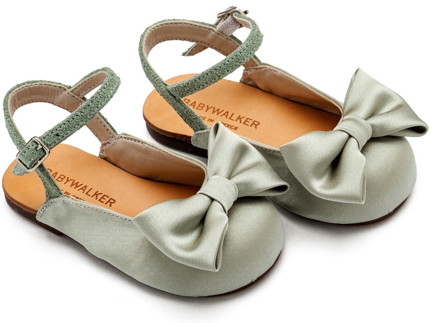 BW4855-OLIVE1-BABYWALKER Βαπτιστικό παπούτσι babywalker για κορίτσι BW4855 Olive - Image 1