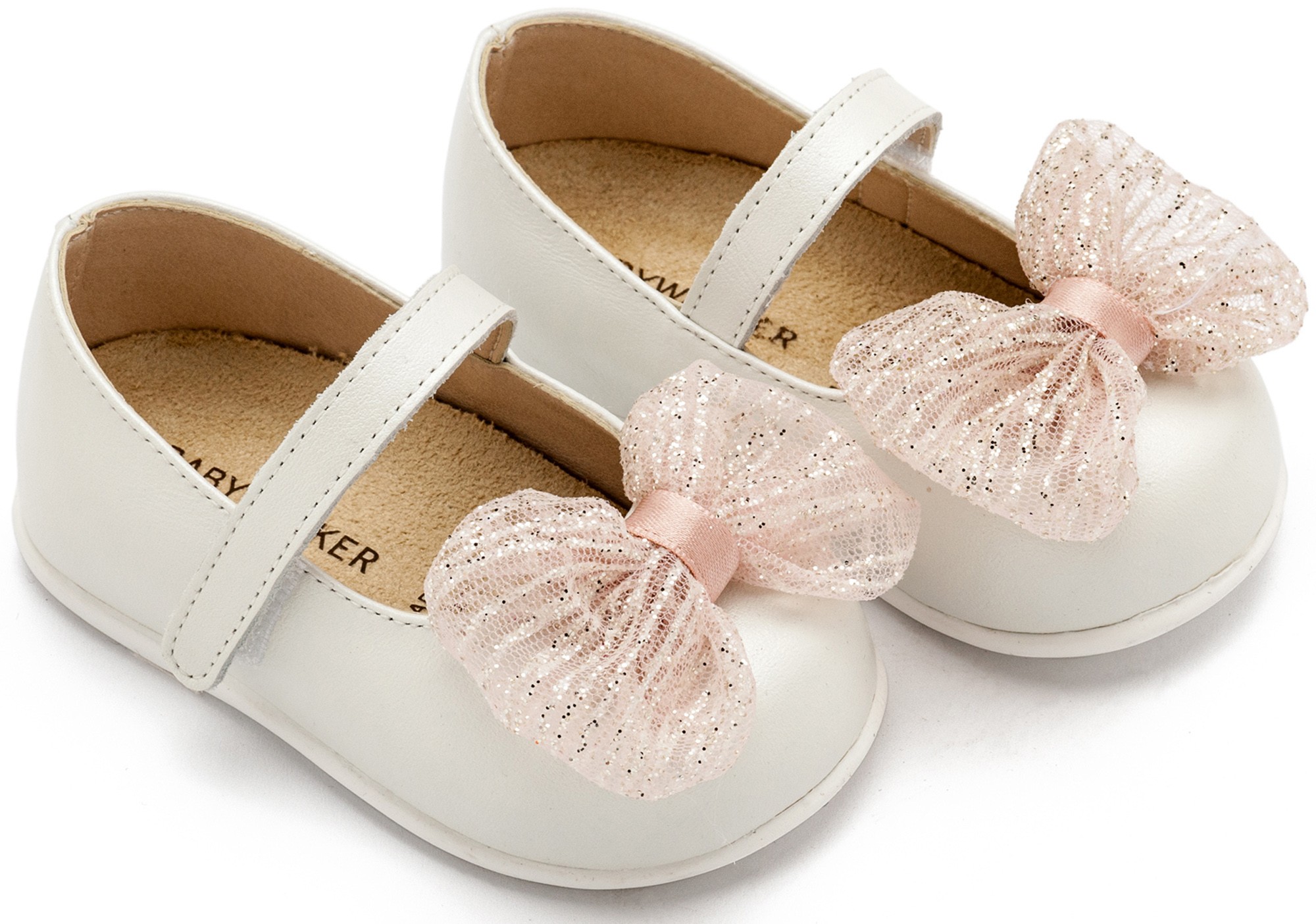 PRI2639-IVORY-PINK1-BABYWALKER Βαπτιστικό παπούτσι για κορίτσι Babywalker primo 2639 ρόζ - Image 1