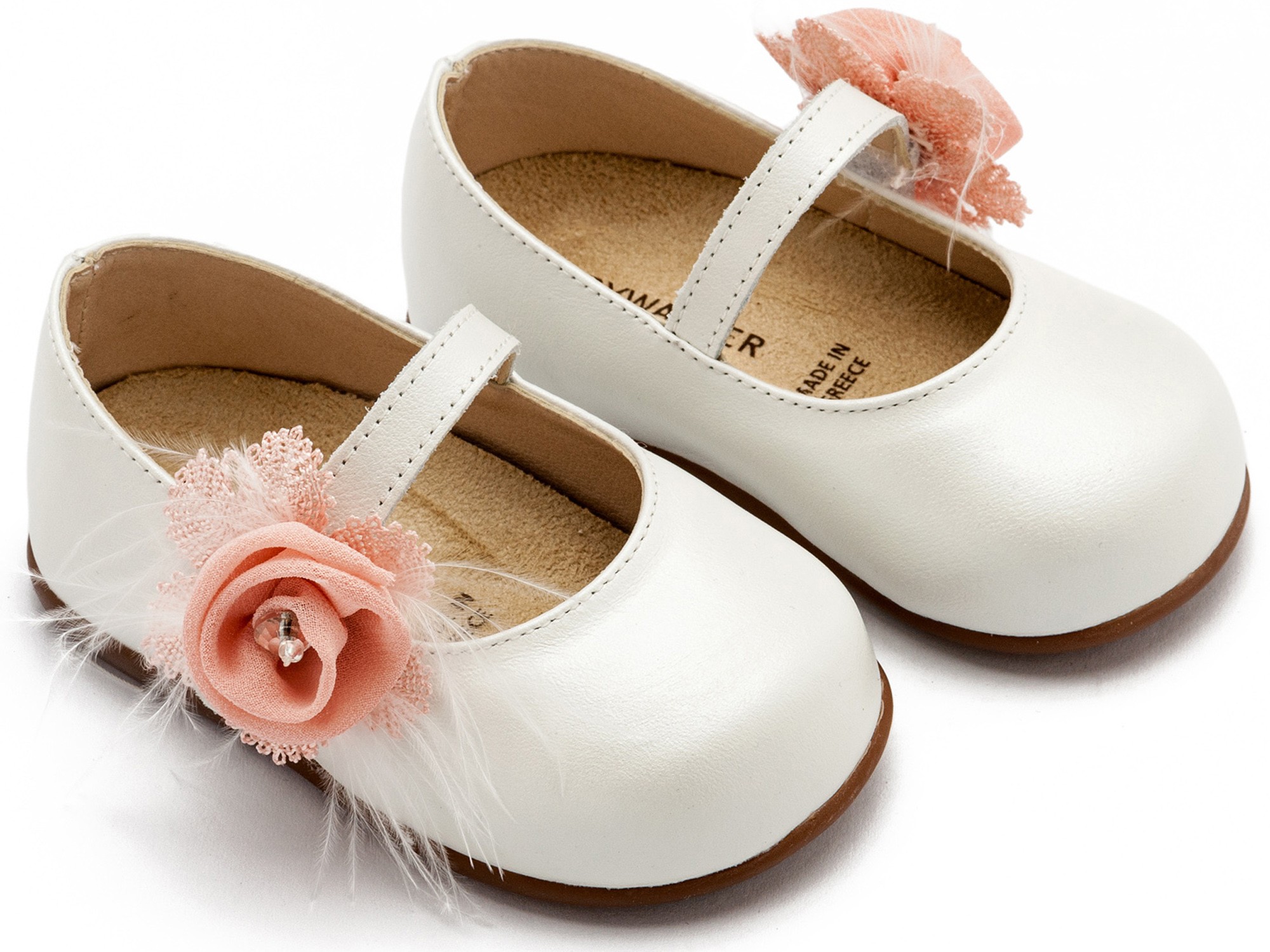 PRI2640-IVORY-PINK1-BABYWALKER Βαπτιστικό παπούτσι για κορίτσι Babywalker primo 2640 ρόζ - Image 1