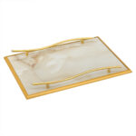 Κομψός Μαρμάρινος Δίσκος Γάμου με Χρυσό Πλαίσιο και Δίχρωμες Λαβές novaΚΔ2007