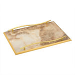 Κομψός Μαρμάρινος Δίσκος Γάμου με Χρυσό Πλαίσιο και Δίχρωμες Λαβές novaΚΔ2008