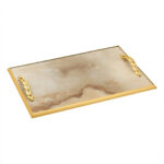 Κομψός Μαρμάρινος Δίσκος Γάμου με Χρυσό Πλαίσιο και Δίχρωμες Λαβές novaΚΔ2009