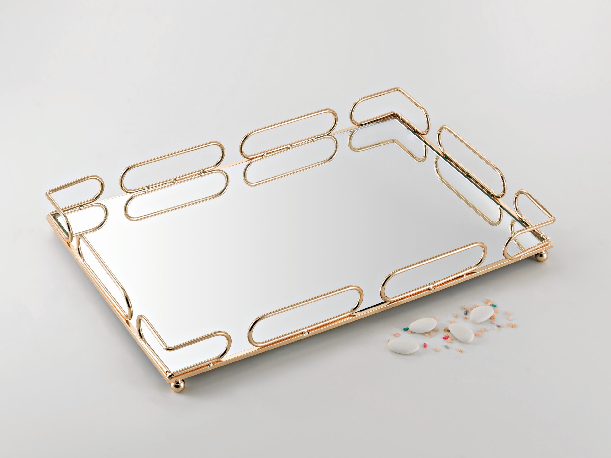 ΚΔ010 Εκλεπτυσμένος Χρυσός Ορθογώνιος Δίσκος με Καθρέφτη nova ΚΔ010 - Image 1