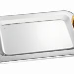 Ορθογώνιος Δίσκος Γάμου σε Ασημί με Χρυσές Ανάγλυφες ΛαβέςΚΔ2134nova