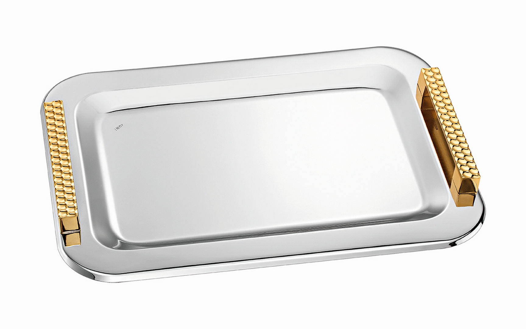 ΚΔ2134 Ορθογώνιος Δίσκος Γάμου σε Ασημί με Χρυσές Ανάγλυφες ΛαβέςΚΔ2134nova - Image 1