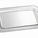 Ορθογώνιος Δίσκος Γάμου σε Ασημί με Λαβές σε Υφή Πλέγματος ΚΔ2137νοβα