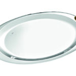 Εντυπωσιακός Οβάλ Ασημί Δίσκος Γάμου με Χρυσές Λαβές novaΚΔ2161