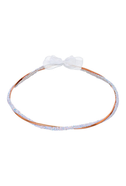 Ρομαντικά Επάργυρα Στέφανα Γάμου με Κρυστάλλινη Λάμψη και Φιόγκο novaΚΣ303