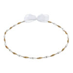 Επάργυρα Στέφανα Γάμου με Χρυσή Διακόσμηση και Λευκή Οργάντζα novaKS337