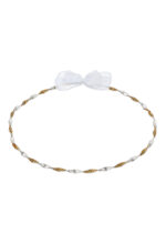 Επάργυρα Στέφανα Γάμου με Χρυσή Διακόσμηση και Λευκή Οργάντζα novaKS337