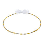 Επάργυρα Στέφανα Γάμου με Χρυσές Λεπτομέρειες και Λευκό Φιόγκο novaKS338