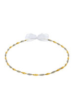 Επάργυρα Στέφανα Γάμου με Χρυσές Λεπτομέρειες και Λευκό Φιόγκο novaKS338