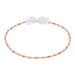 Επάργυρα Στέφανα Γάμου με Ροζ Χρυσές Λεπτομέρειες και Λευκό Φιόγκο novaKS339