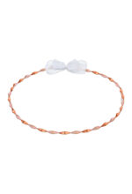 Επάργυρα Στέφανα Γάμου με Ροζ Χρυσές Λεπτομέρειες και Λευκό Φιόγκο novaKS339