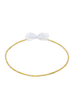 Επάργυρα Στέφανα Γάμου με Χρυσές Λεπτομέρειες και Ρομαντικό Φιόγκο novaKS341