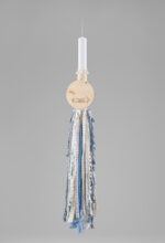 Λαμπάδα Βάπτισης με Ξύλινο Λαγό και Υφασμάτινες Κορδέλες ΛΒ249 Β