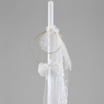 Λαμπάδα Βάπτισης με Χρυσές Λεπτομέρειες και Δαντέλα ΛΒ293