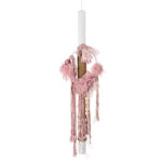 Ρομαντική Λαμπάδα Βάπτισης με Vintage Μποέμ Στοιχεία ΛΒ294