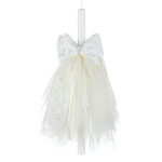 Λαμπάδα Βάπτισης "Αγγελική Λευκότητα" με Δαντέλα και Σατέν Φιόγκο ΛΒ298