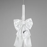 Λαμπάδα Βάπτισης με Λευκό Διακοσμητικό Φιόγκο & Δαντέλα ΛΒ