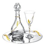 Εντυπωσιακό Σετ Κουμπάρου με Καράφα, Ποτήρι & Δίσκο με Χρυσές Λεπτομέρειες novaσετ315