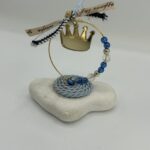 Μπομπονιέρα Βάπτισης με Χρυσή Κορώνα και Γαλάζιες Λεπτομέρειες - Image 7