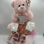 🎀 Ροζ Ονειρεμένη Τούρτο-Πάνα (Diaper Cake) με Αρκουδάκι 🎀