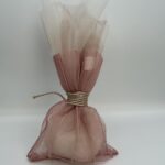 Μπομπονιέρα γάμου elegant πουγκί τούλινο και δέσιμο rozegold κορδόνι - Image 3