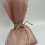 Μπομπονιέρα γάμου elegant πουγκί τούλινο και δέσιμο rozegold κορδόνι - Image 4