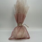 Μπομπονιέρα γάμου elegant πουγκί τούλινο και δέσιμο rozegold κορδόνι