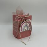 Μπομπονιέρα βάπτισης κουμπαράς ροζ χειροποίητος για κοριτσάκι