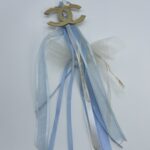 Μπομπονιέρα βάπτισης κρεμαστή με στοιχείο plexiglass χρυσό καθρέπτη