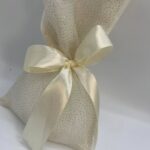 Μπομπονιέρα γάμου πουγκί με γκλίτερ, μύτη και φιόγκο κορδέλα - Image 3