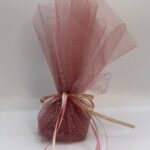 Μπομπονιέρα γάμου με οργάτζα, τούλι και glitter