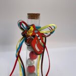 Μπομπονιέρα βάπτισης μπουκαλάκι με φελλό, κορδέλες και στοιχείο αμαξάκι - Image 4