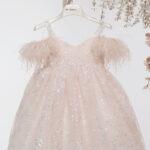 Βαπτιστικό φόρεμα Κ4714Φ-Π.BLUSH PINK-ΠΟΥΔΡΑ ΓΚΛΙΤΕΡ mi chiamo
