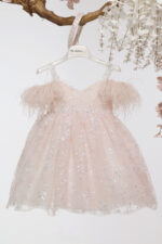 Βαπτιστικό φόρεμα Κ4714Φ-Π.BLUSH PINK-ΠΟΥΔΡΑ ΓΚΛΙΤΕΡ mi chiamo