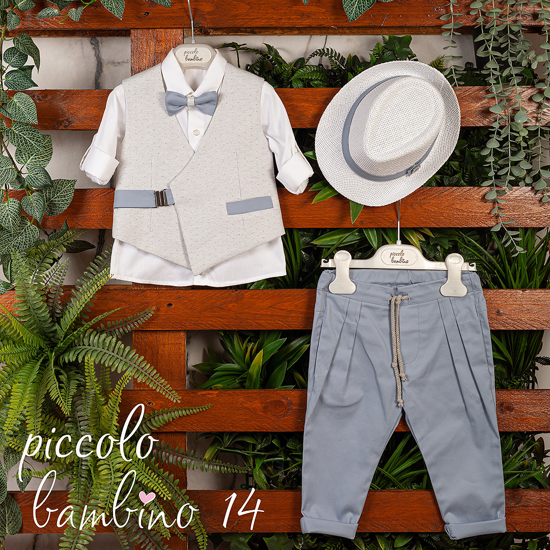 Βαπτιστικό Σετ “Piccolo Bambino 14″εκρού – Κομψότητα 952 Βαπτιστικό Σετ “Piccolo Bambino 14″εκρού με σιέλ – Κομψότητα 952 - Image 1