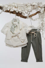 Βαπτιστικό Κοστούμι για Αγόρι σε Εκρού & Χακί Mi Chiamo Α4770