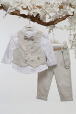 Βαπτιστικό Κοστούμι για Αγόρι σε Αποχρώσεις Μπεζ Mi Chiamo Α4757